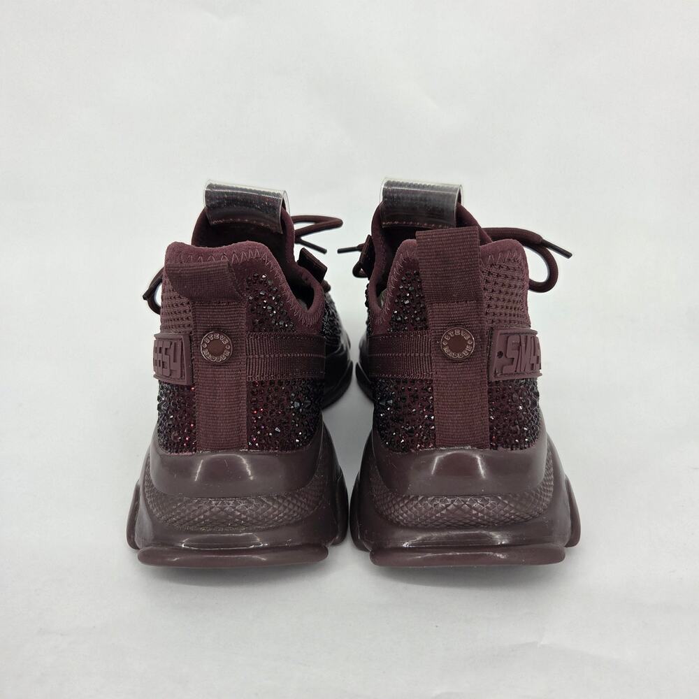Steve Madden Maxima Sneakers Burgundy Rhinestone Gum Bottom Women's Size 9.5 - Picture 6 of 11